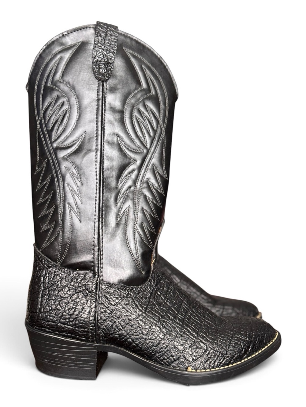 Vintage Bronco Black Western Cowboy Boots – Men’s 8 EE – Made in USA